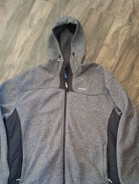Reebok Men's Heather Gray Hooded Full-Zip Jacket with Black Trim